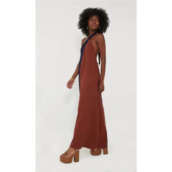 Tuckernuck Twisted Mocha D'Amore Maxi Halter Dress Size Med - Picture 3 of 12